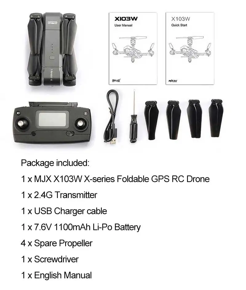 Оригинал MJX X103W X series 2 4G складной gps RC Квадрокоптер Дрон с 1080P Wifi камерой Безголовый