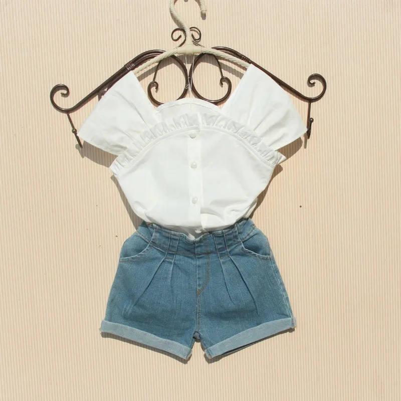 

2019 Summer Baby Toddler Teen Girls Cotton Blouse Top Pure Color Girl Blouses Tops Kids Shirts Children Clothes 6 8 10 12 Year