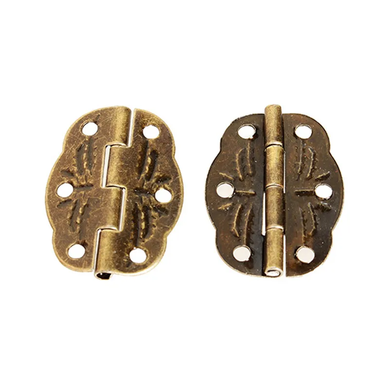4pcs Jewelry Box Hinge Antique Hinge Packaging Accessories Oval Hinge Surface Mounted Olive Hinge 6 Hole Iron Hinges 30*22mm