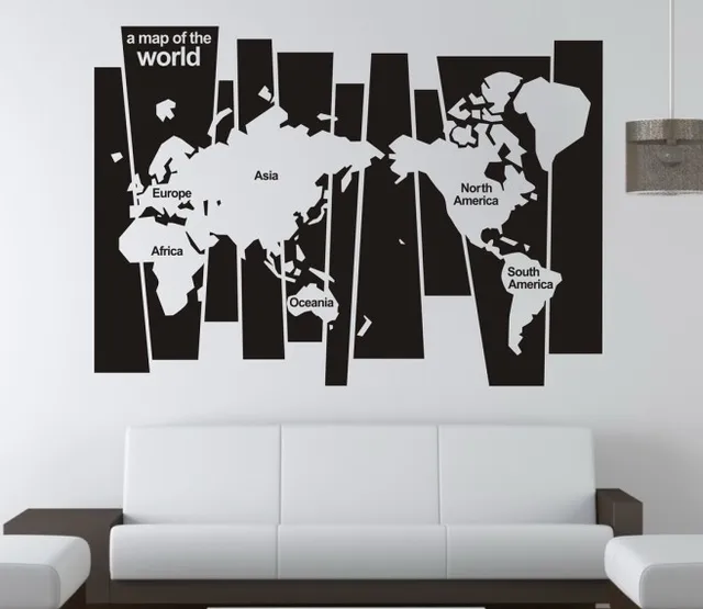 free shipping "world map" english quote / saying vinyl wall art