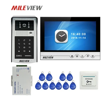 

Free Shipping 9" Color Screen Video Door Phone Intercom System Record Monitor Metal Panel RFID Code Keypad Unlock Outdoor Camera