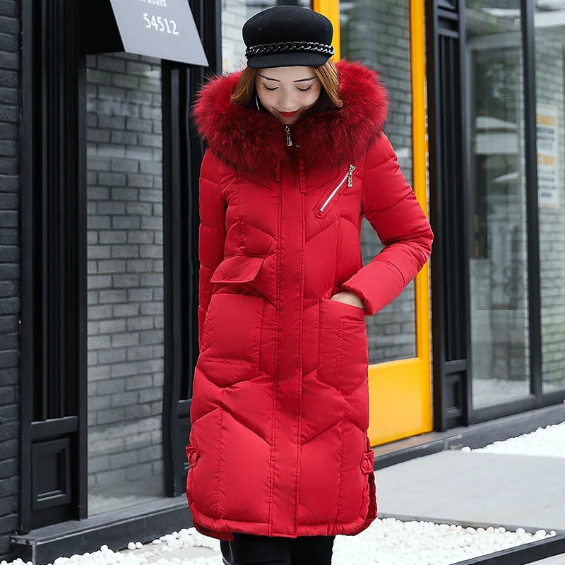 #*Cheap Winter Coat Women Large Fur Collar Hooded Long Jacket Thicken Warm Cotton Padded Parkas 2018 Oversized Parka LJ0832