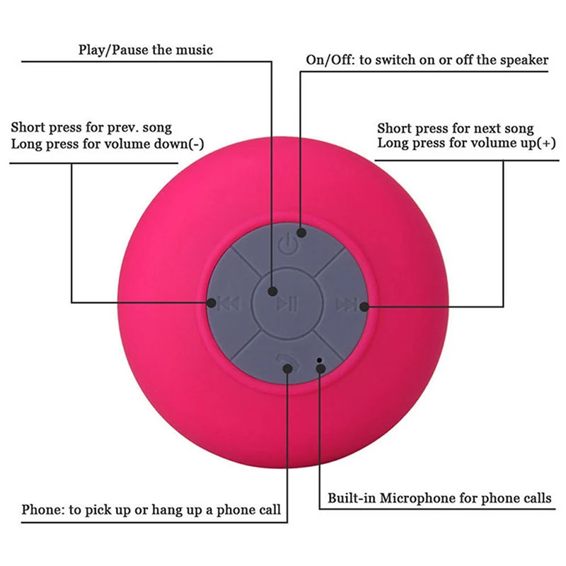 Водостойкий Bluetooth динамик портативный присоска беспроводной мини стерео бас беспроводной сабвуфер Громкая связь ванная Колонка 1 шт