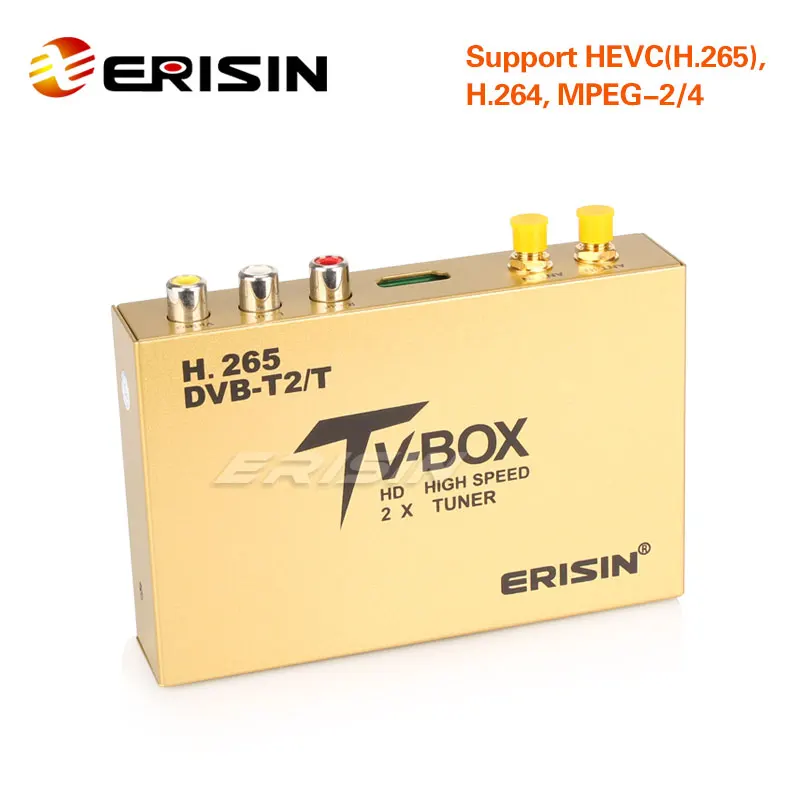 Erisin ES338 автомобильный мобильный цифровой HDTV DVB-T2 приемник HEVC H.265 H.264 HDMI USB 160 км/ч