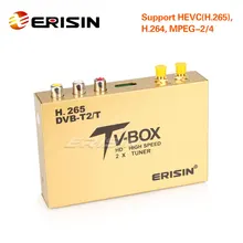 Erisin ES338 автомобильный мобильный цифровой HDTV DVB-T2 приемник HEVC H.265 H.264 HDMI USB 160 км/ч
