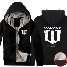 Batman Bruce Wayne Superhero Wayne Enterprises Logo Super Warm Fleece Cotton Winter font b Hoodies b