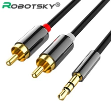 Robotsky Audio Cable 2RCA to 3.5 Audio Car Cable RCA 3.5mm Jack Male to Male RCA AUX Cable for Amplifier Phone Headphone Speaker