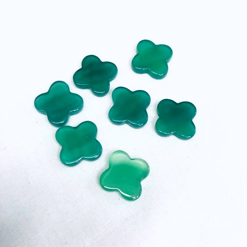 

Wholesale 20pcs Natural Green Agate Carnelian Cab 12mm Four Leaf Clover Cabochon Bead Gem Stone Flat Cabochon Jewelry beading