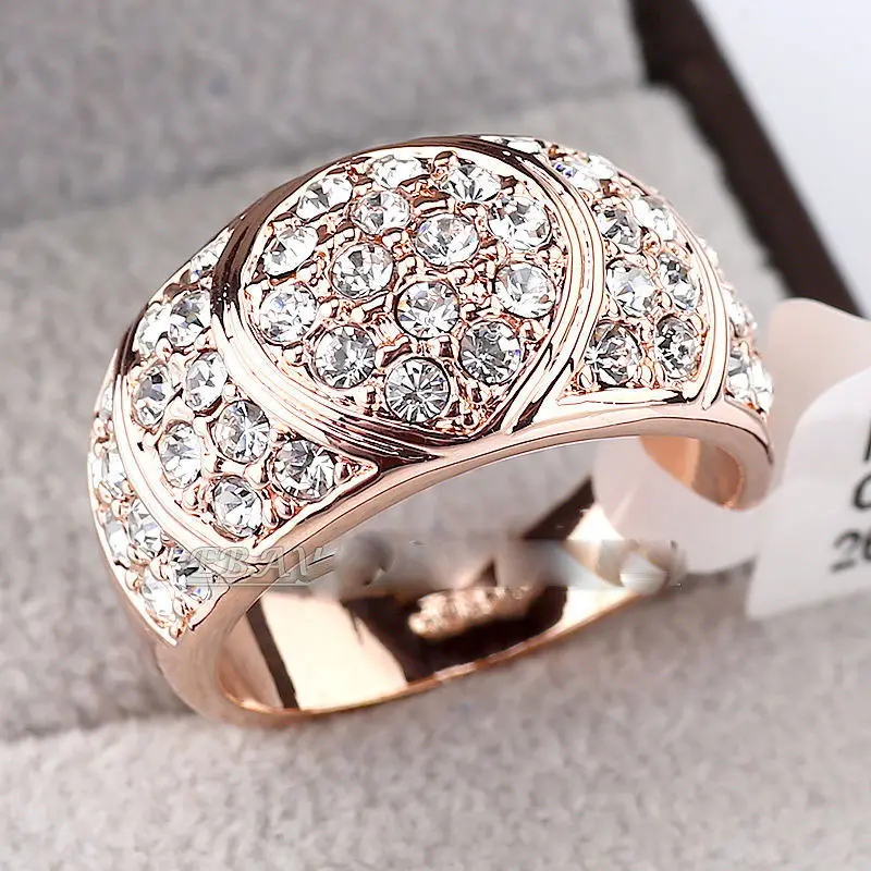 Free shipping Simulated Sapphire Fashion Ring 18KGP use Crystal Size 6.7.8.9.10#