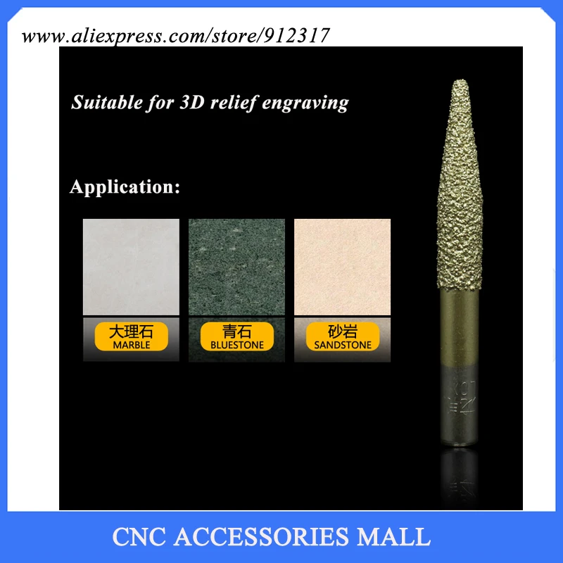 

LOXA marble relief CNC engraving diamond tool,stone engraving grinding tool, Conical Head End Milling Cutter