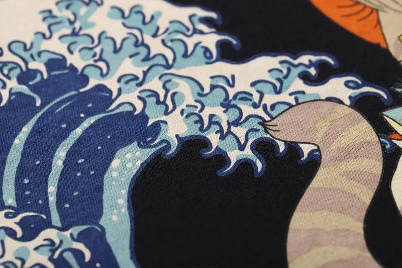 Japanese Ukiyo-E Cat Wave Print Tshirts 6