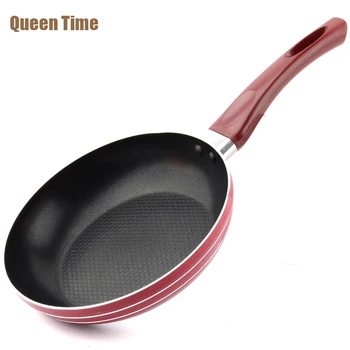 

QueenTime 8" Aluminum Non-Stick Frying Pan Round Grill Pans With Handle For Frying Meat Steak Use For Gas And Induction Cooker