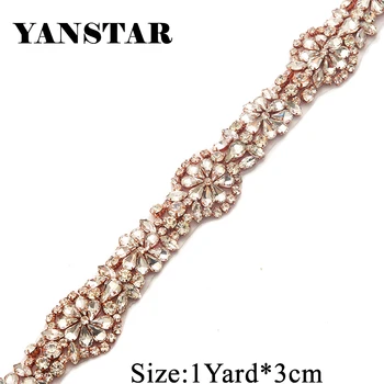 

YANSTAR Wholesale Rhinestones Appliques By The 3CM*10Yards Tirm For Bridal Sash YS813