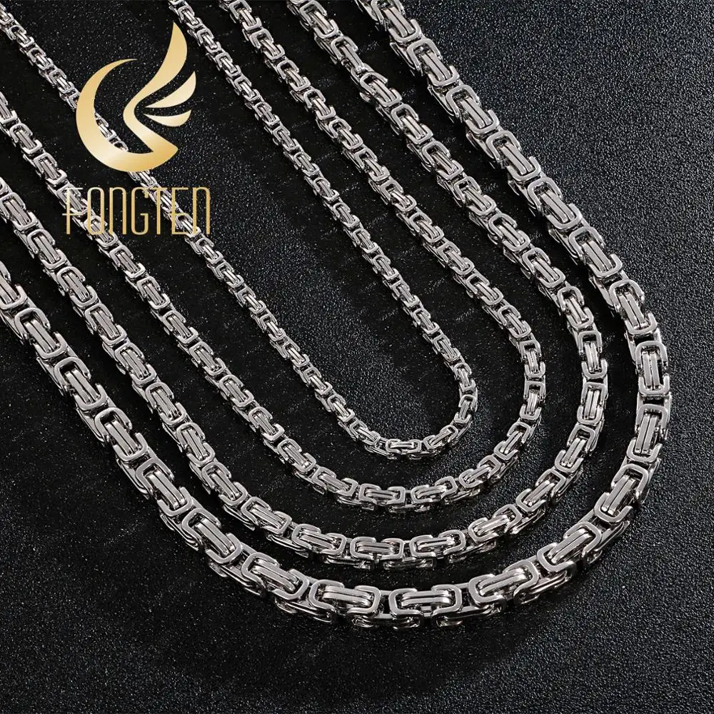 4/5/6/8 mm Choker Long Necklace Men Stainless Steel Byzantine Box Chain Gift stainless steel necklace,choker necklace,metal necklace
