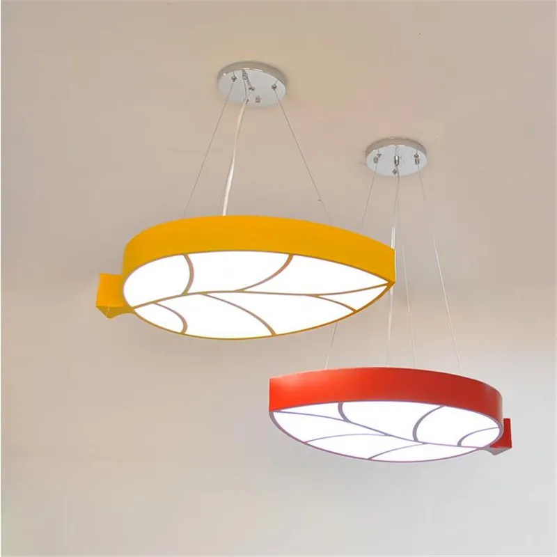 

Funny Creative Lovely Cartoon Leaf Design 4 Colors Iron Acrylic Led Pendant Light for Children's Room Bedroom 40*60 cm 1413