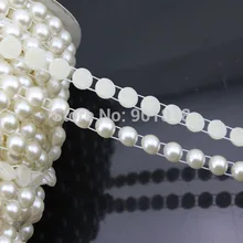 

5yards/lot Dia 8mm Round Plastic Flat Back White String Pearl Rolls Chain DIY Jewelry Clothes Material Wedding Decoration F1580