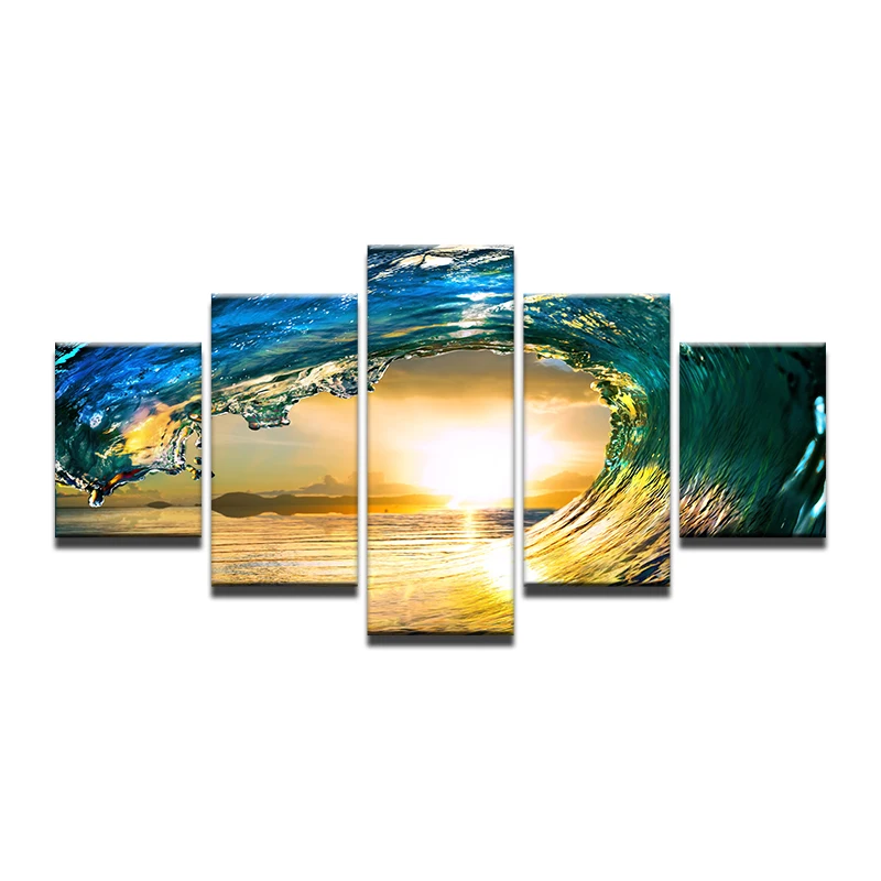 5 Panel Modern Seascape Art Pictures Canvas Painting for Home Decor HD Printed Poster | Дом и сад