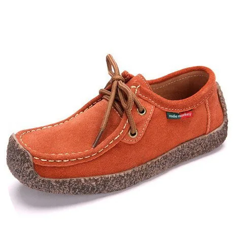 YAERNI/Летняя женская повседневная обувь; обувь на плоской подошве из коровьей кожи; женские оксфорды; женские мокасины; женская обувь; женские водонепроницаемые Мокасины - Цвет: Оранжевый