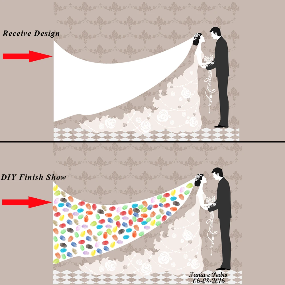 Персональный свадебный подарок для гостей подписи отпечатки пальцев знак Свадебные сувениры холст свадебное украшение счастливая пара Жених и невеста