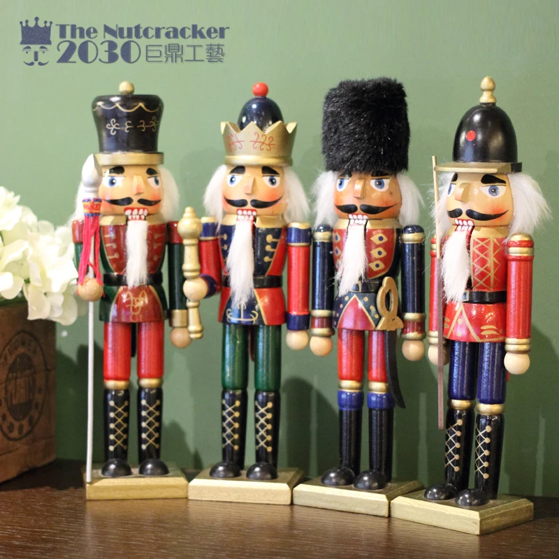 

New 25Cm Christmas Nutcracker King Soldier Vintage German Wooden Table Walnut Toy Zakka Dolls