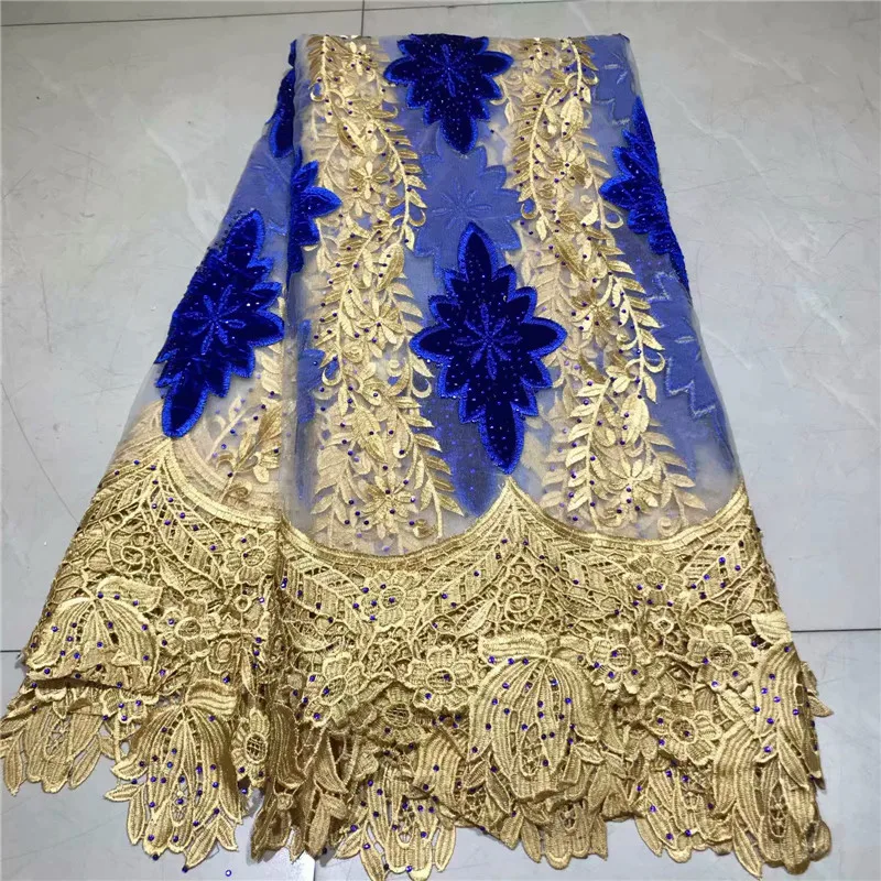 

African Blue Velvet Lace Fabric 2019 Latest Embroidered Nigerian Laces Stone Fabric Bridal High Quality French Tulle Lace Fabric