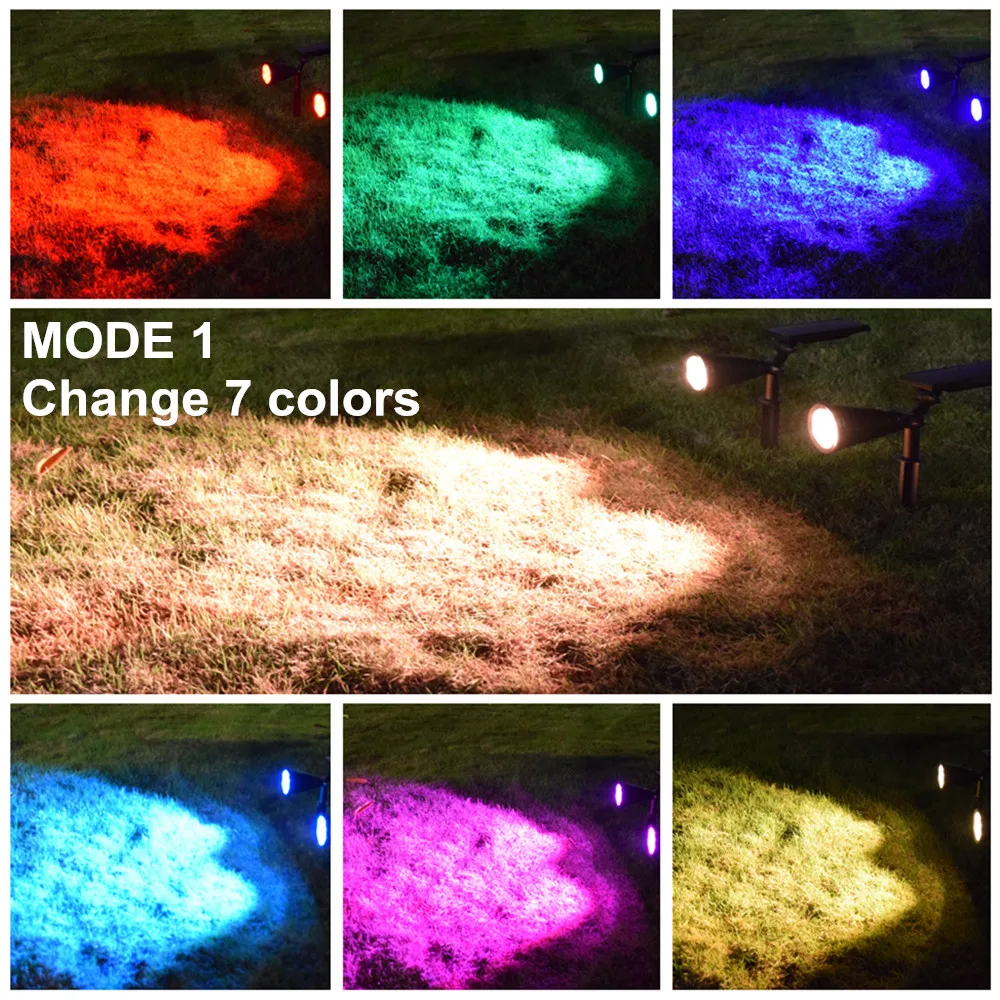 LED Garden Lights Solar Powered Lamp With Ground insertion 7 Colors Ground/Wall Mount Lamp For Outdoor Decoration