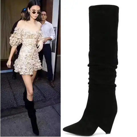 Sapato Marca Mujeres Nuevo Mujer Moda As Botas Negro Marea Señaló Las Zapatos Largas Pic Pista Femenino De 5XPHzxxw