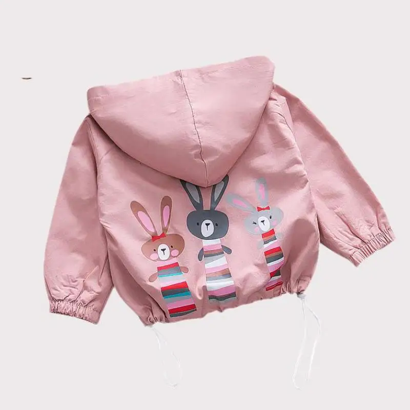 Детская куртка; сезон весна-осень; Повседневный милый плащ с капюшоном; верхняя одежда; От 1 до 7 лет ветровка; пальто для маленьких детей; пальто и куртки для маленьких девочек - Цвет: pink