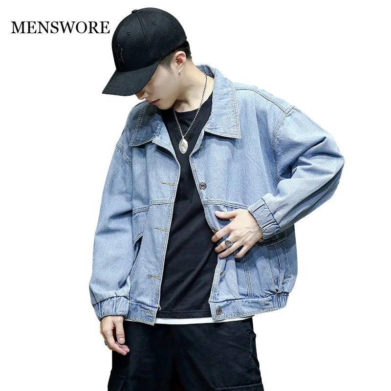 MENSWORE Men's Jeans Jacket 2018 Spring Mens Thin Solid Turn down