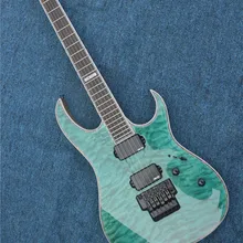 Зеленый корпус электрогитары, черное оборудование,, настраиваемый