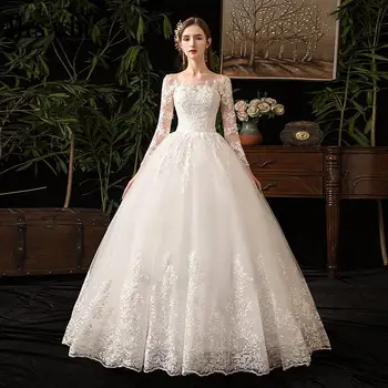 SUPER DESCUENTO ❤️ Mrs Win-vestidos De boda De encaje De manga larga, novedad del 2020 en vestidos De gala musulmanes De lujo, Vestido De boda hecho a medida, Vestido De novia X - discount item 32% OFF Bodas y eventos