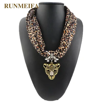 

RUNMEIFA Pendants Necklaces Scarf Iron Alloy Charms Acrylic Leopard Pendant Jewelry Scarves Necklace Scarf Free Shipping 100g