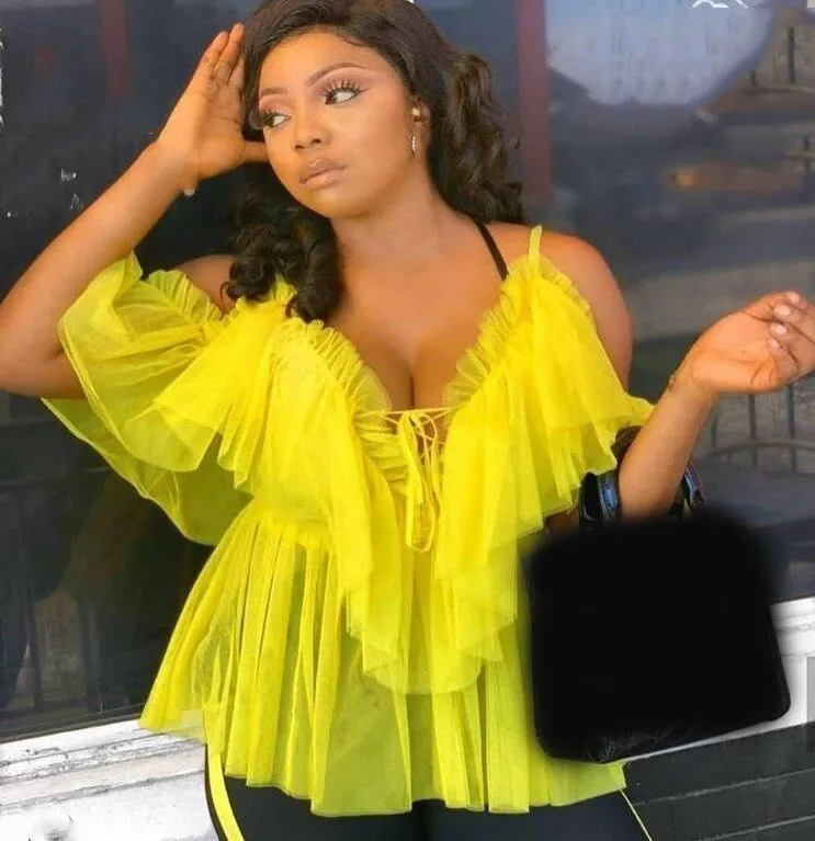 

Fashion 2019 Women Backless Mesh Blouses Summer Off Shoulder Sexy Party Top Female Vintage Ruffle Shirt