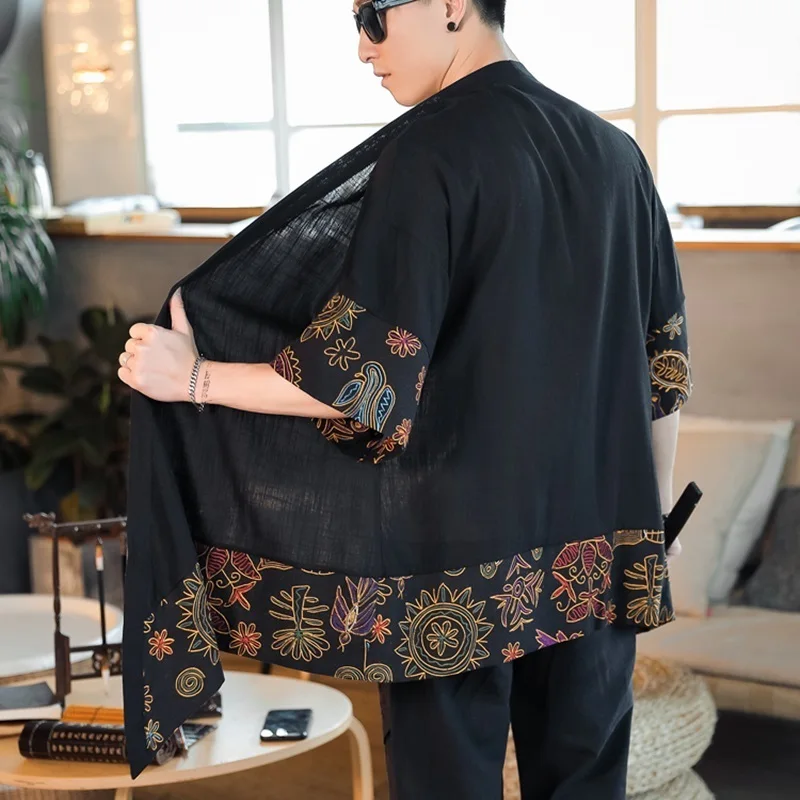 Японский Kimonos кардиган для мужчин Интернет-Китайский магазин Haori Yukata Самурайское кимоно каратэ японские халаты японские пижамы человек KZ2032