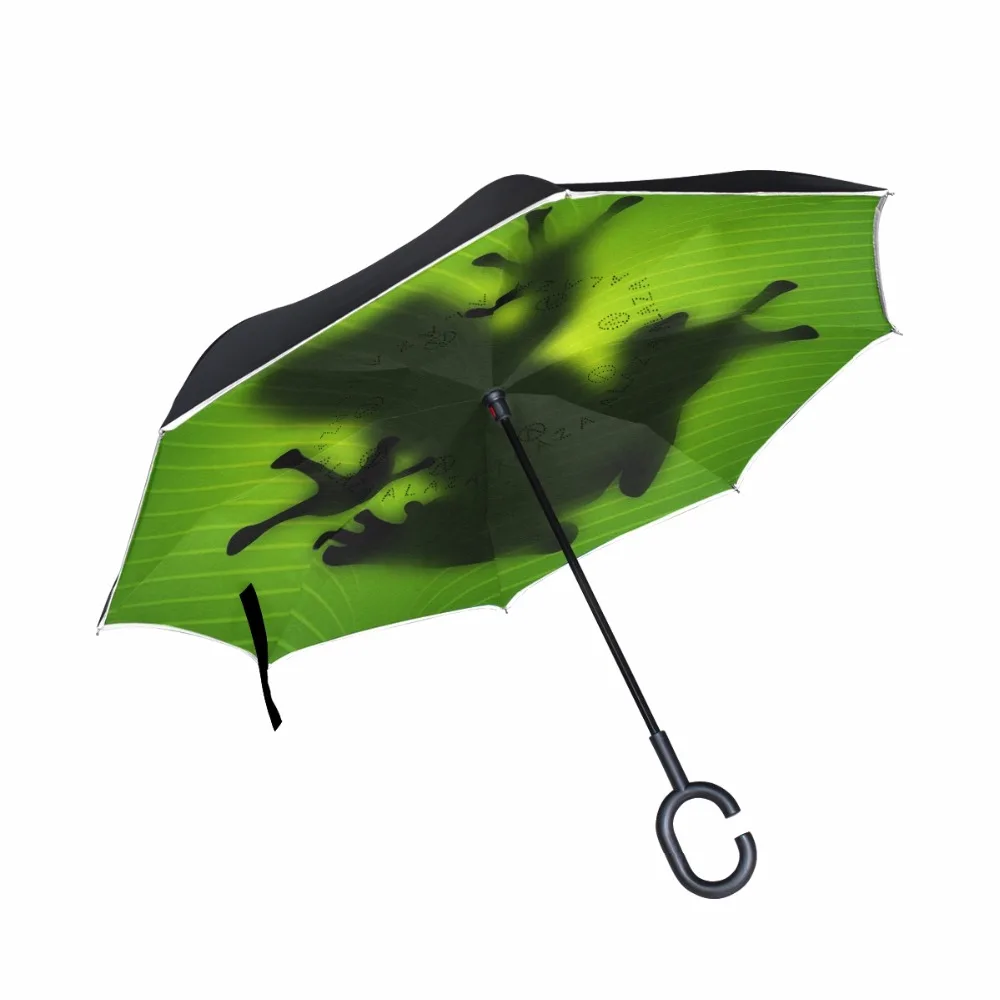 New Creative Fantasy Frog Reverse Umbrella C-Handle Ombrello Per Auto Invertito Interno A Doppio Strato