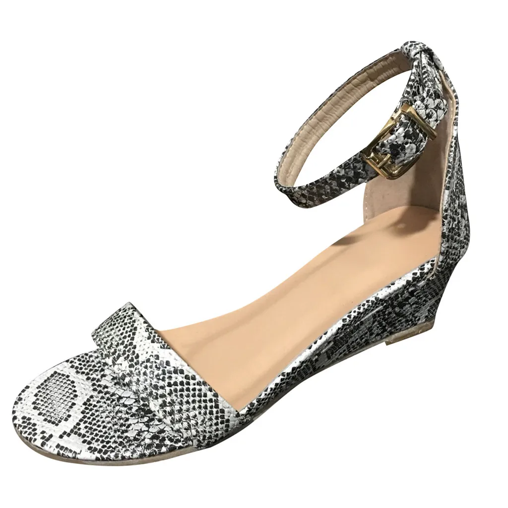 

SAGACE Women's Open-Toe Shoes Sexy High Quality Summer Ladies Shoes Ankle Strap Belt Buckle Low Wedge Sandals Summer Sandals