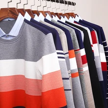 Новые зимние теплые поддельные двойка рубашка свитер ветровка Slim Fit платье работы бизнес для мужчин деловой свитер рубашка воротник