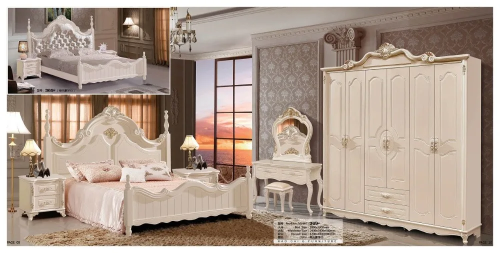 الحديث الأوروبي الصلبة الخشب سرير أزياء منحوتة الجلود نوم مجموعة الأثاث الفرنسي ضخم HC00110