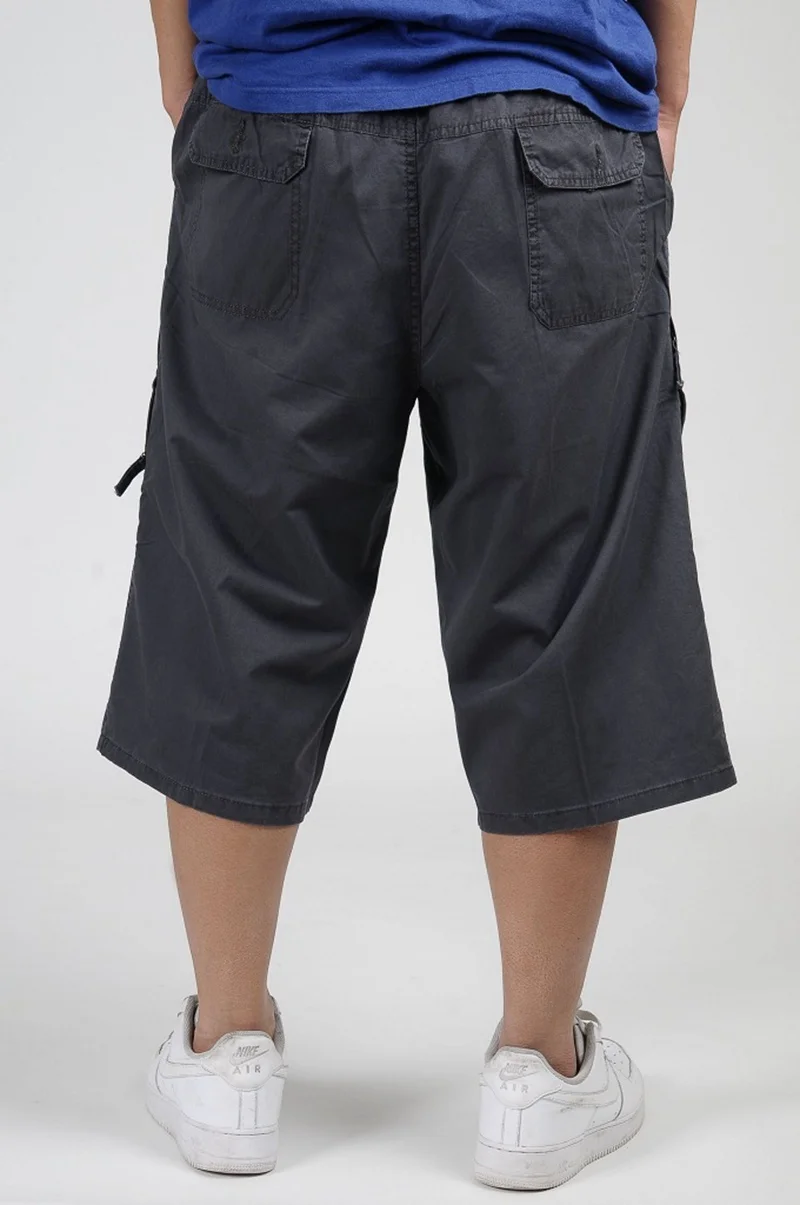 Летние укороченные брюки мужские свободные тонкие шорты большого размера Бриджи Спортивные Повседневные Шорты мужские с несколькими карманами