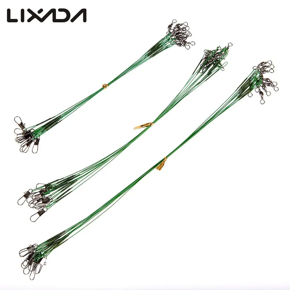 

Lixada 10PCS Nylon-coated Stainless Steel Leader Fishing Trace Spinner Fishing Wire Rig with Snap Swivels Fishing Tackle Pesca