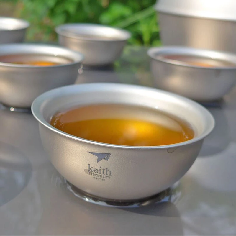 2 piezas Keith 50 ml de doble pared taza de té pequeña tetera taza ligera 18g para viajes acampar al aire libre drinkware Ti3935