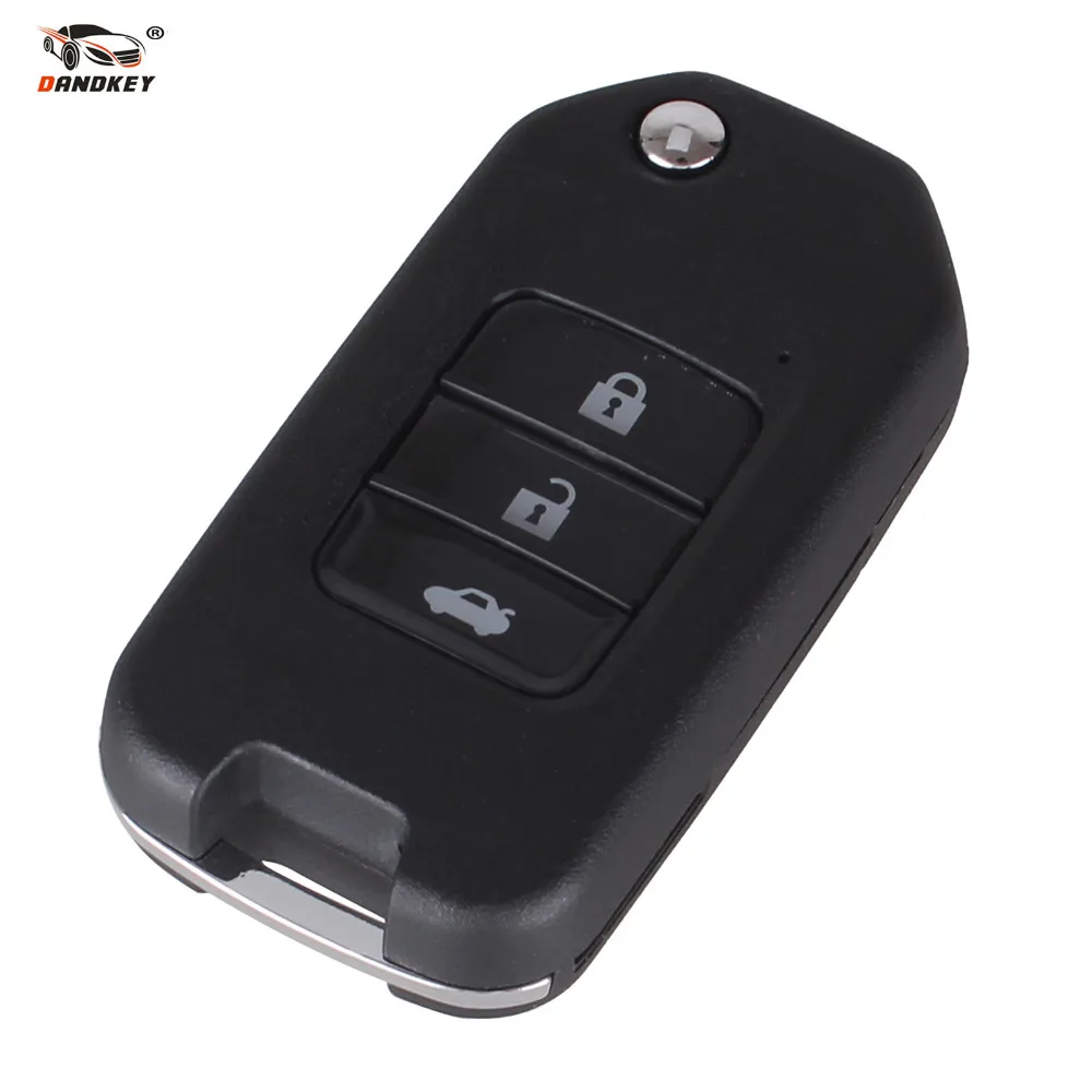 

DANDKEY Flip Folding Modified Remote Key Shell 3 Buttons Fob For Honda Fit Marina Wisdom XRV CITY