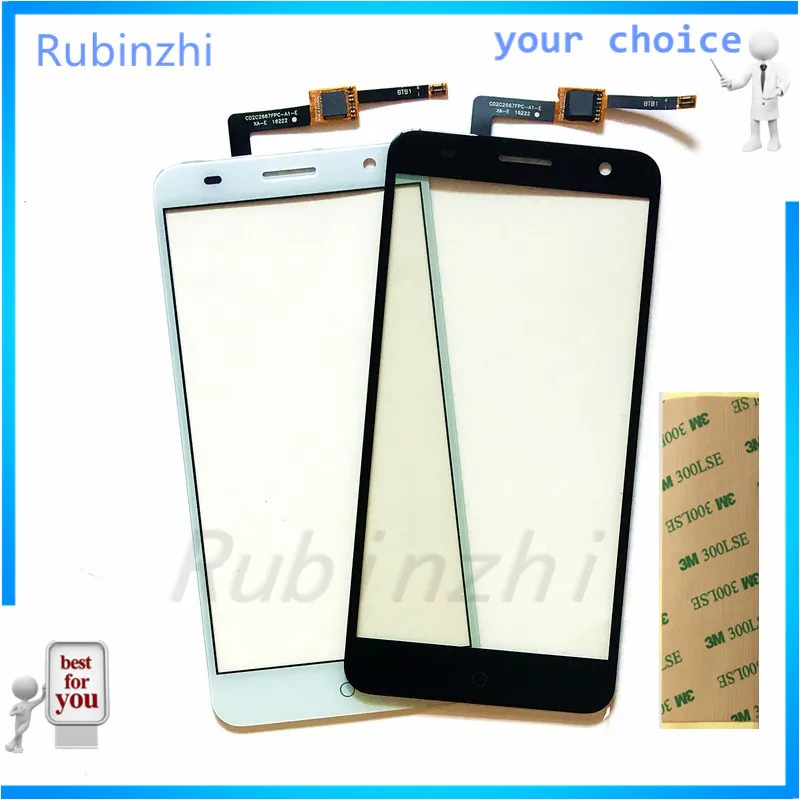 

RUBINZHI Mobile Phone Touch Screen Digitizer For ZTE Blade V7 Touchscreen Sensor Panel Front Glass Replacement +Tape