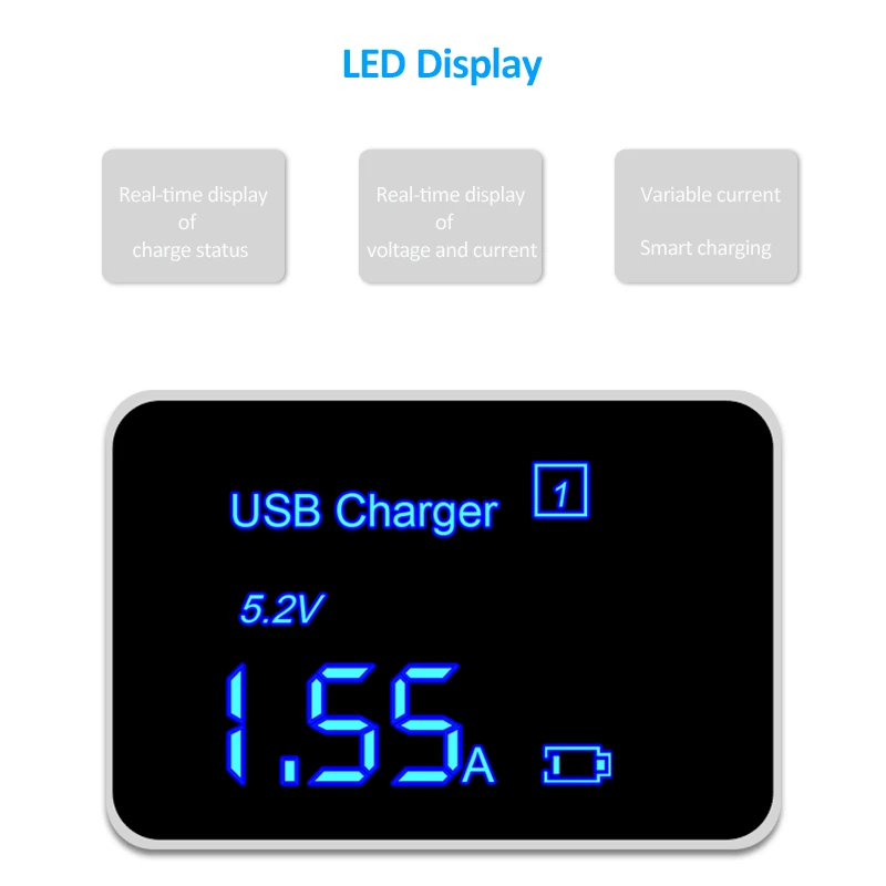 STOD 8 Port Smart USB Charger 40W LED Display Power Strip AC Outlet Surge Protect For iPhone iPad Samsung Huawei Mi Adapter