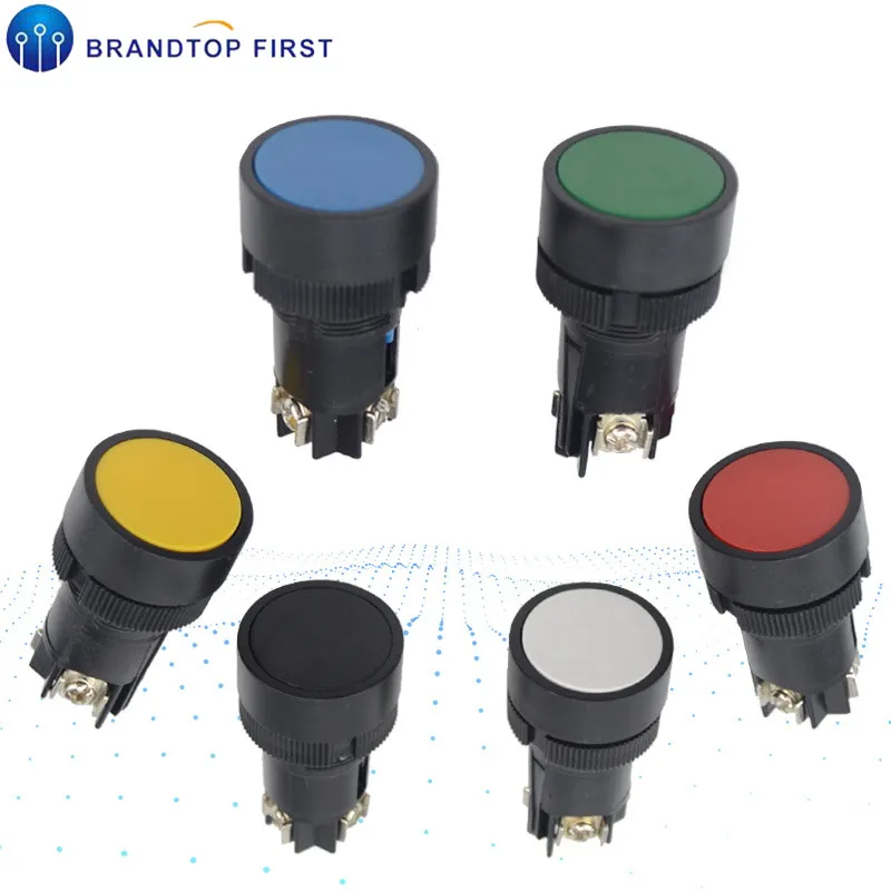 

1pcs 22mm momentary Push button switch red green blue yellow black white normal open + normal close XB2-EA142 XB2-EA131