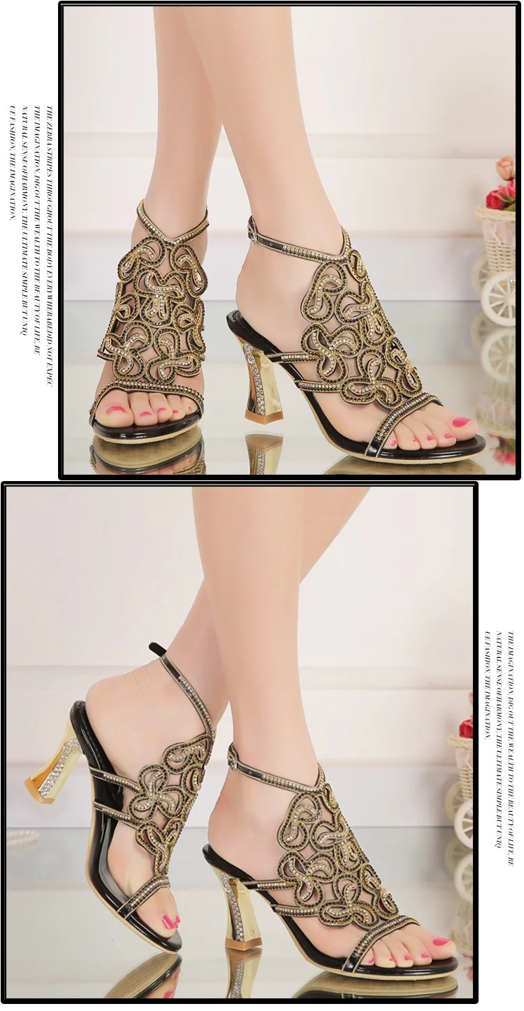 G-sparrow 2018 Summer New Korean Stiletto High-heeled Elegant Sandals Rhinestone Fashion Sexy Ladies Shoes Gold Silver Black3