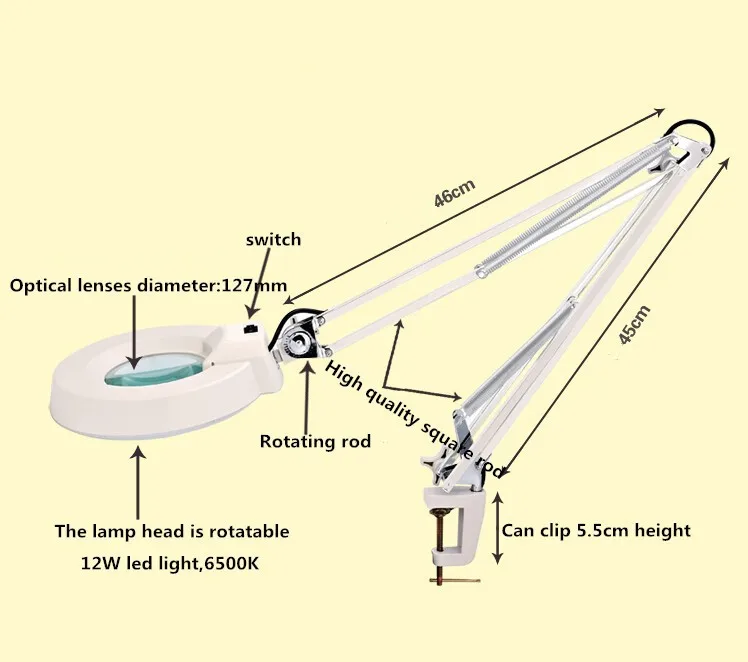Светодиодный длинный гибкий рычаг с пластиковой клипсой на Складная Настольная Лупа с лампой с 10X Оптическая лупа объектив Hands-free Оборудование для ремонта часов и ювелирных изделий с