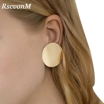 

RscvonM NEW Gold Glossy Round Earrings Hoop Smooth Earrings Simple Style Ears Clear Circle Charm Earrings For Women