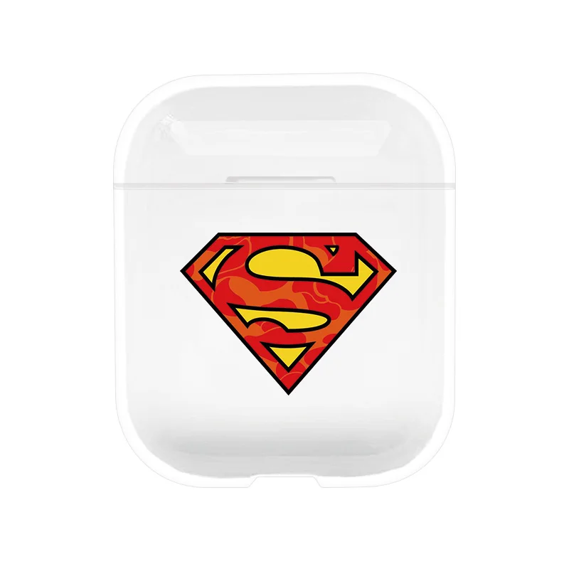 Прохладный Супермен Человек-паук Бэтмен Капитан Ironman героя чехол для Airpods Беспроводной Bluetooth наушники ясно PC прозрачные сумки - Цвет: superman