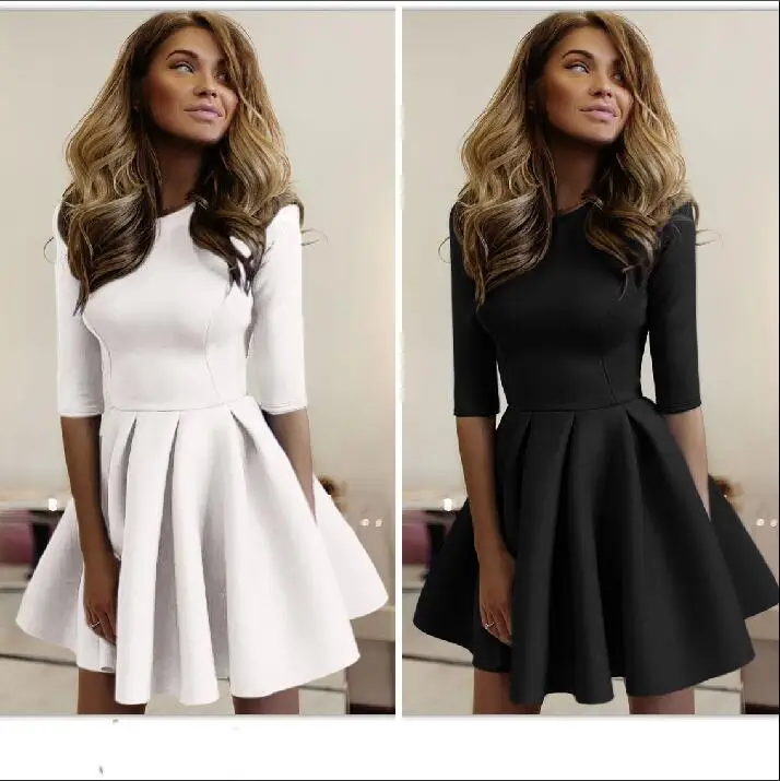 

New 2018 Sweet Short Sleeve O -Neck Women Bubble Cute Dress Fashion Summer Dress Club Party Dresses For Women Clothing Vestido